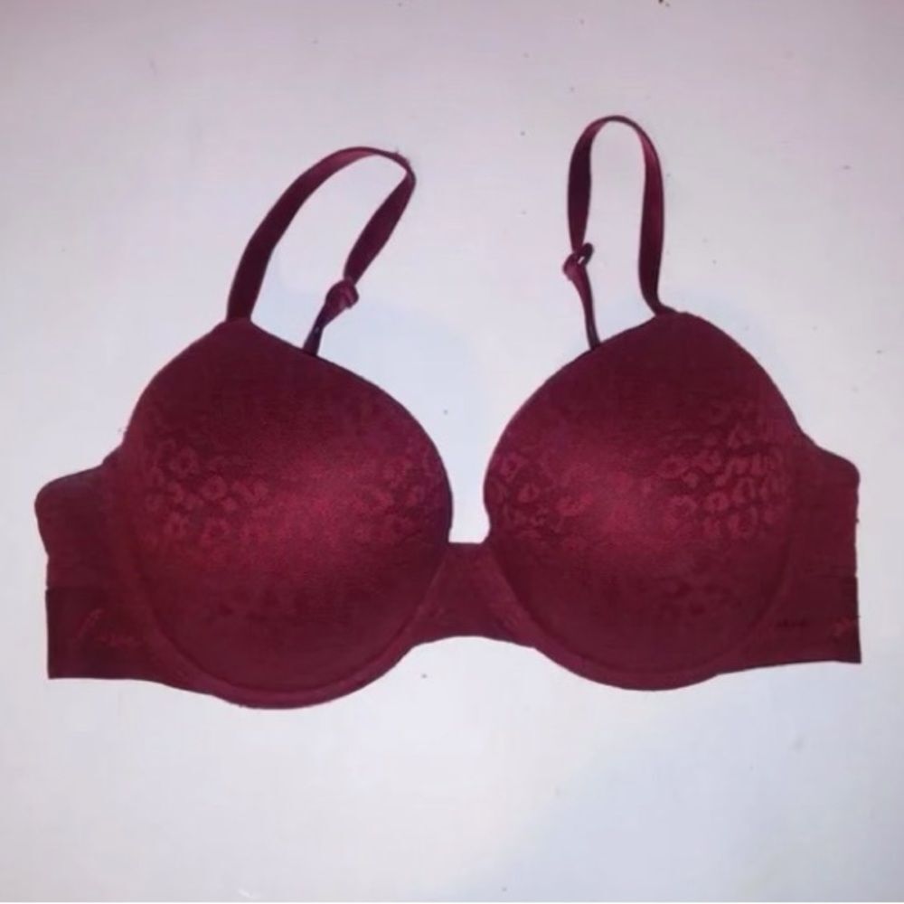 PINK bra with red lace design